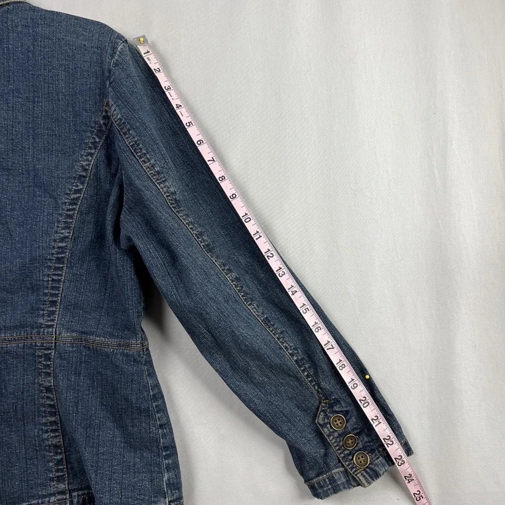 St. John's Bay Denim Blazer Womens PXL Petite Jeans Jacket 3 Button Up Casual - Picture 10 of 13